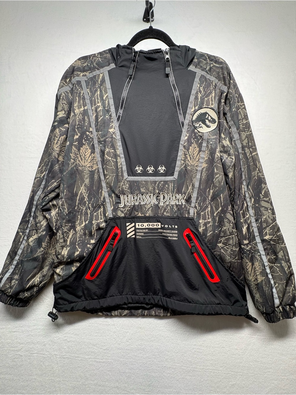 Jurassic Park Camo Anorak Pullover with Red Accents